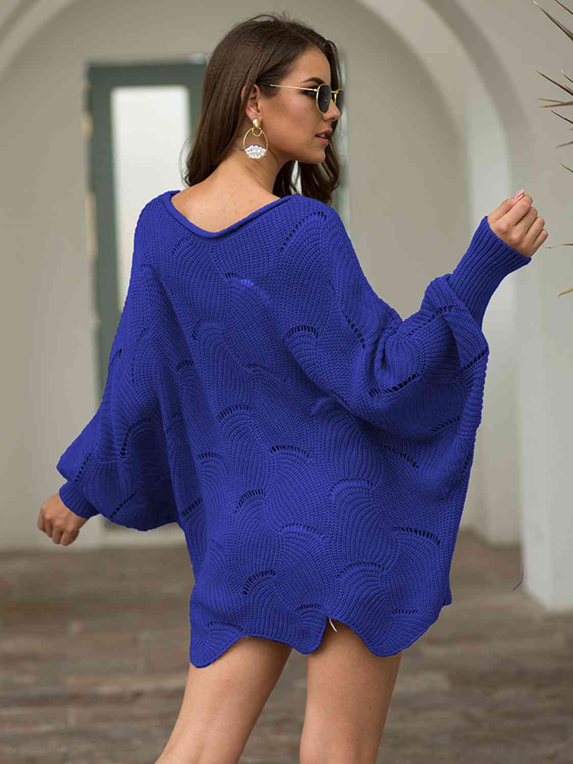 Fanned Lantern Sleeve Knit Top