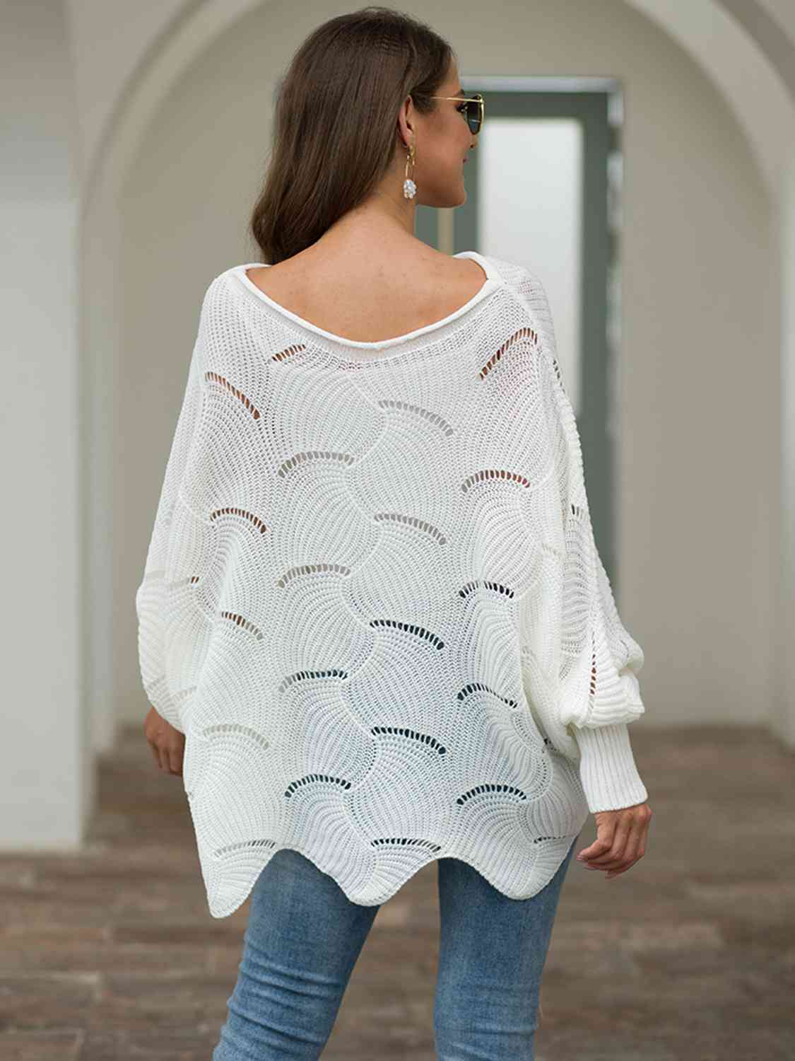 Fanned Lantern Sleeve Knit Top