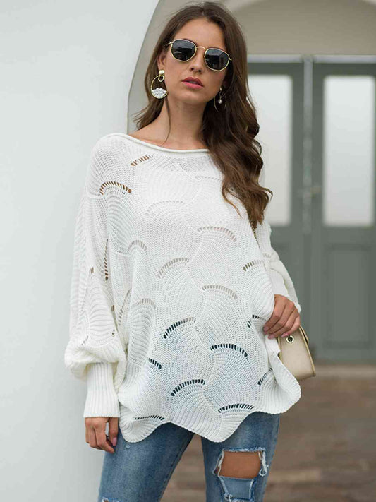 Fanned Lantern Sleeve Knit Top